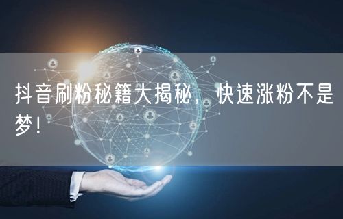 抖音刷粉秘籍大揭秘，快速涨粉不是梦！
