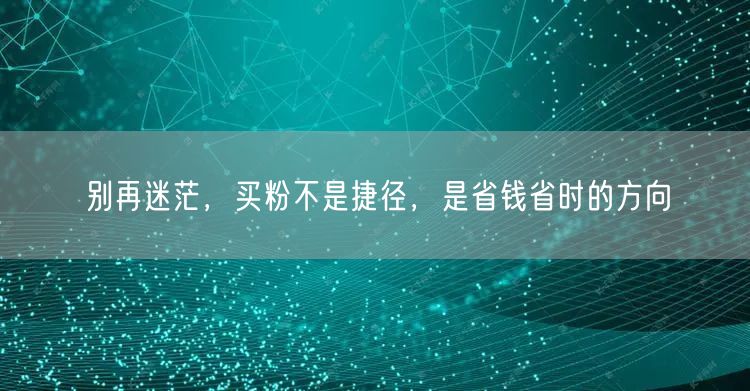 别再迷茫，买粉不是捷径，是省钱省时的方向