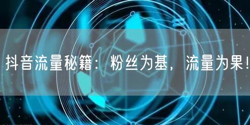 抖音流量秘籍：粉丝为基，流量为果！