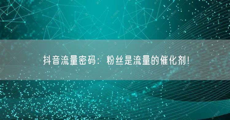 抖音流量密码：粉丝是流量的催化剂！