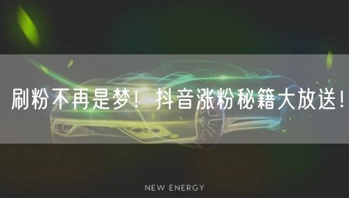 刷粉不再是梦！抖音涨粉秘籍大放送！