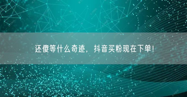 还傻等什么奇迹，抖音买粉现在下单！