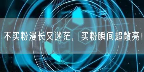不买粉漫长又迷茫，买粉瞬间超敞亮！