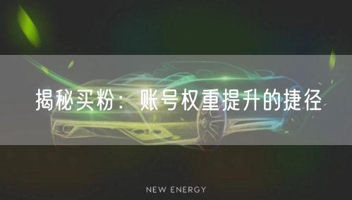 揭秘买粉：账号权重提升的捷径