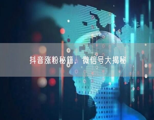 抖音涨粉秘籍，微信号大揭秘