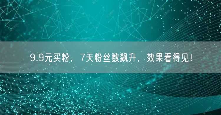 9.9元买粉，7天粉丝数飙升，效果看得见！