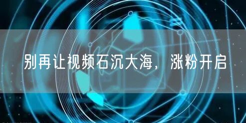 别再让视频石沉大海，涨粉开启