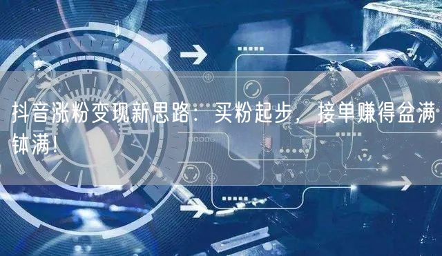 抖音涨粉变现新思路：买粉起步，接单赚得盆满钵满！