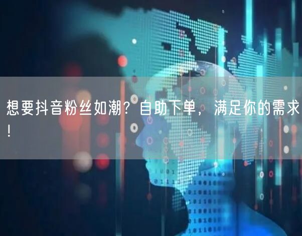 想要抖音粉丝如潮？自助下单，满足你的需求！