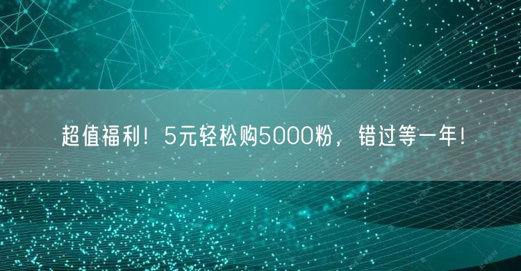 超值福利！5元轻松购5000粉，错过等一年！