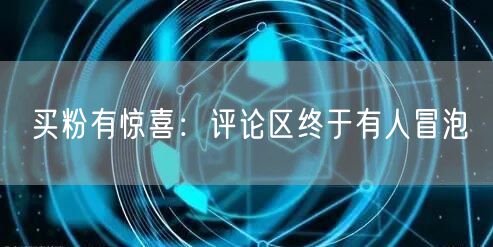 买粉有惊喜：评论区终于有人冒泡