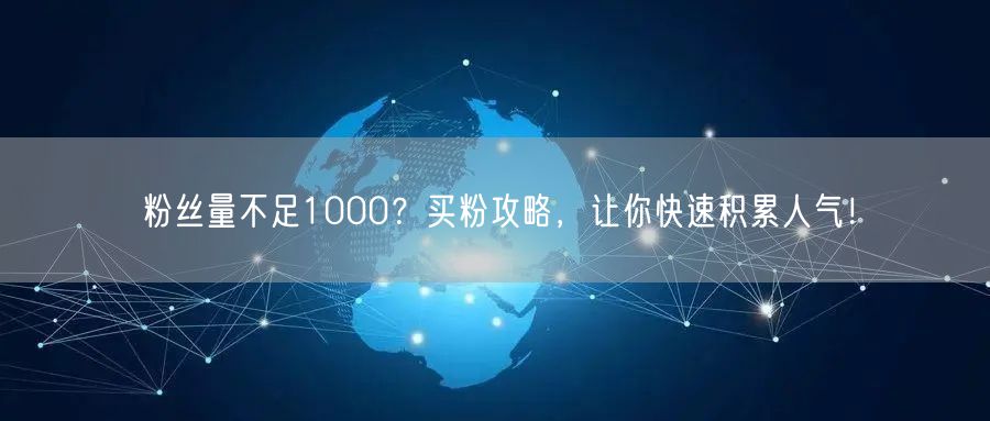粉丝量不足1000？买粉攻略，让你快速积累人气！