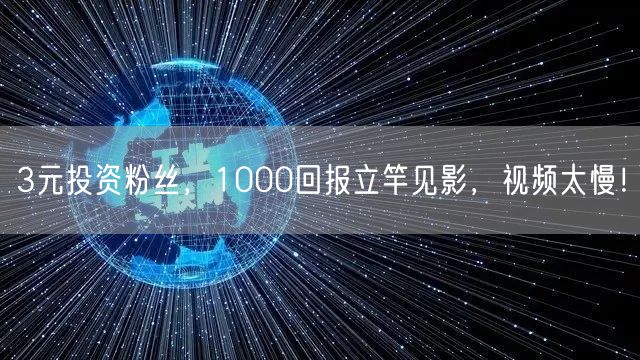 3元投资粉丝，1000回报立竿见影，视频太慢！