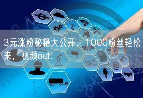 3元涨粉秘籍大公开，1000粉丝轻松来，视频out！