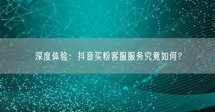 深度体验：抖音买粉客服服务究竟如何？