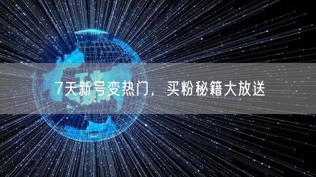 7天新号变热门，买粉秘籍大放送