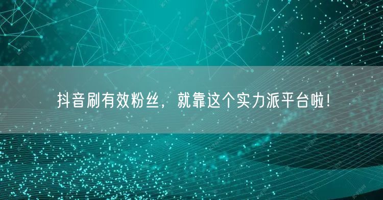 抖音刷有效粉丝，就靠这个实力派平台啦！