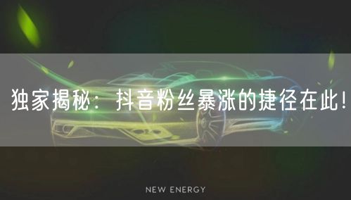 独家揭秘：抖音粉丝暴涨的捷径在此！