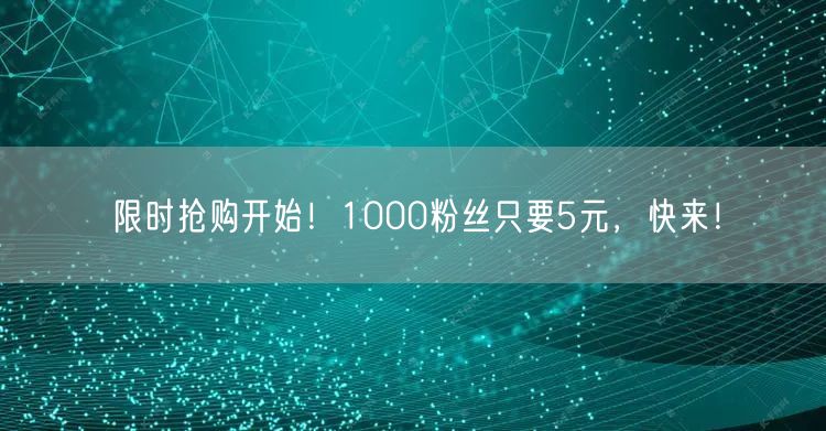 限时抢购开始！1000粉丝只要5元，快来！