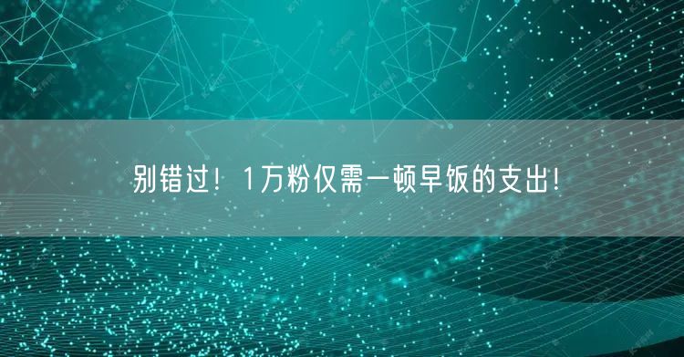 别错过！1万粉仅需一顿早饭的支出！