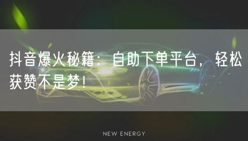 抖音爆火秘籍：自助下单平台，轻松获赞不是梦！