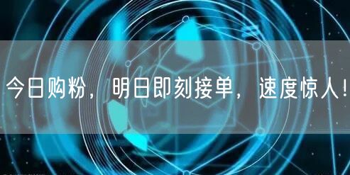 今日购粉，明日即刻接单，速度惊人！