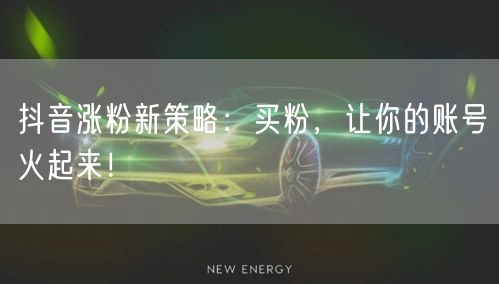 抖音涨粉新策略：买粉，让你的账号火起来！