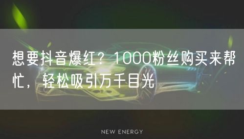 想要抖音爆红？1000粉丝购买来帮忙，轻松吸引万千目光