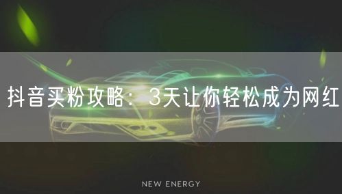 抖音买粉攻略：3天让你轻松成为网红
