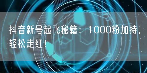 抖音新号起飞秘籍：1000粉加持，轻松走红！