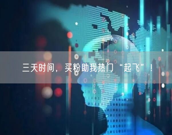 三天时间，买粉助我热门“起飞”！