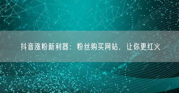 抖音涨粉新利器：粉丝购买网站，让你更红火